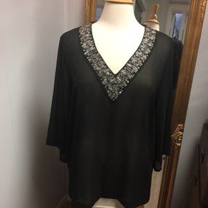 Michael Kors Black Jeweled Top/ Cover Up